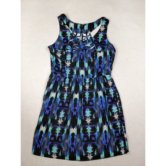 AMERICAN EAGLE OUTFITTERS - WOMEN'S BLUE PRINT SILKY TEXTURED DRESS - SIZE 12 - Picture 7 of 7